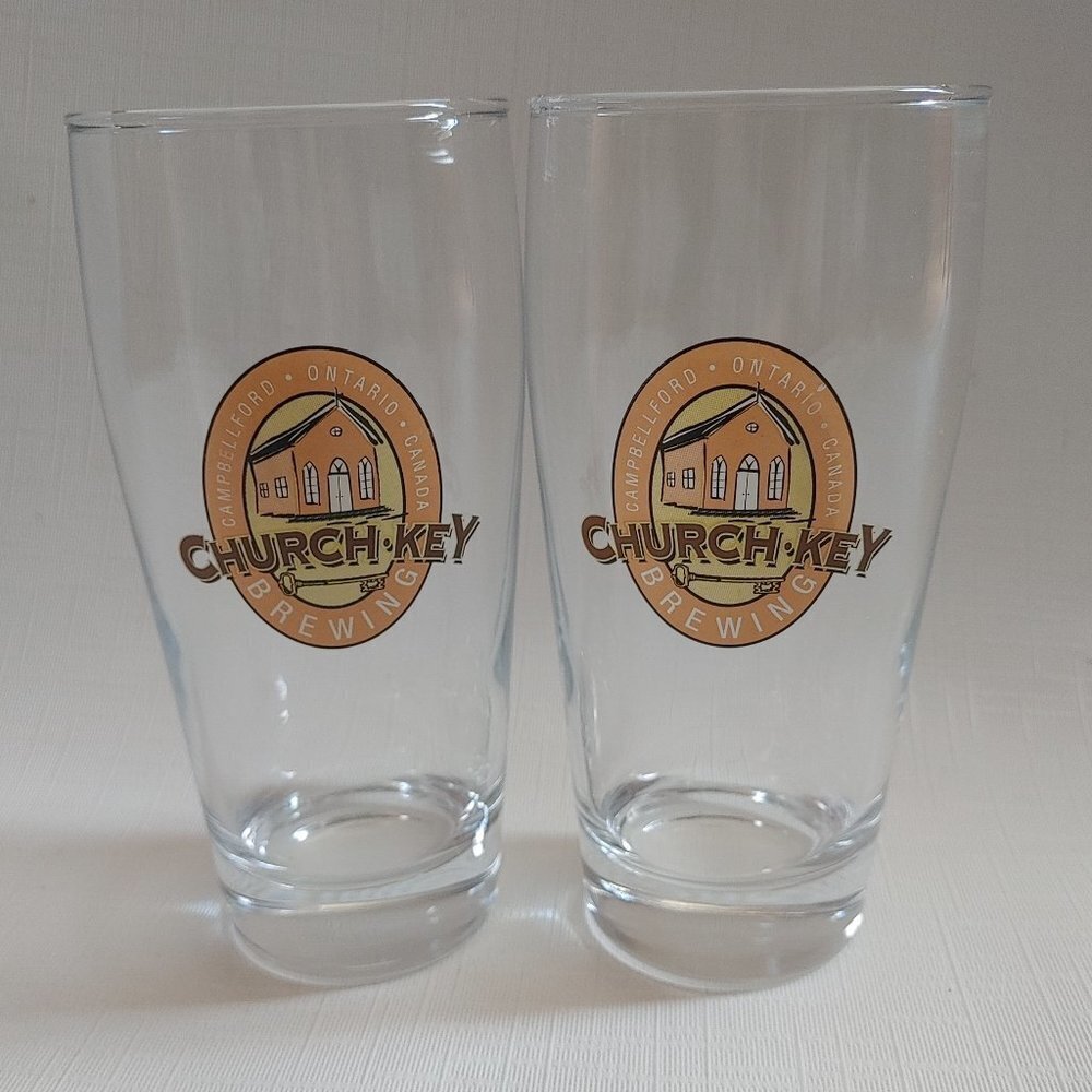 Church Key Brewing Glasses PAIR Campbellford Ontario
